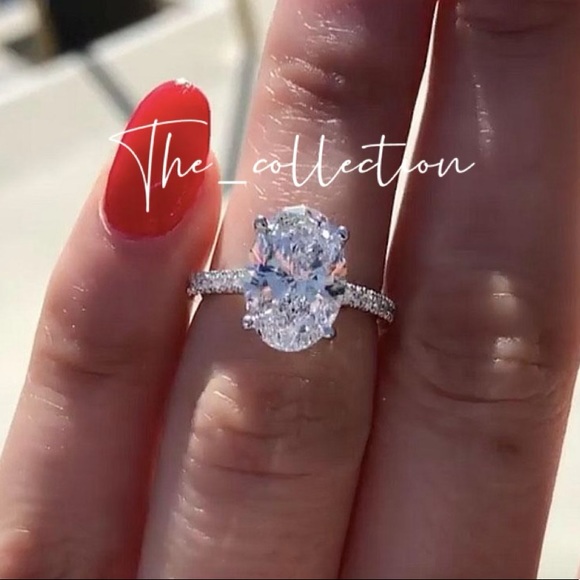 9CT 925 STERLING SILVER DIAMOND OVAL RING - Picture 4 of 6